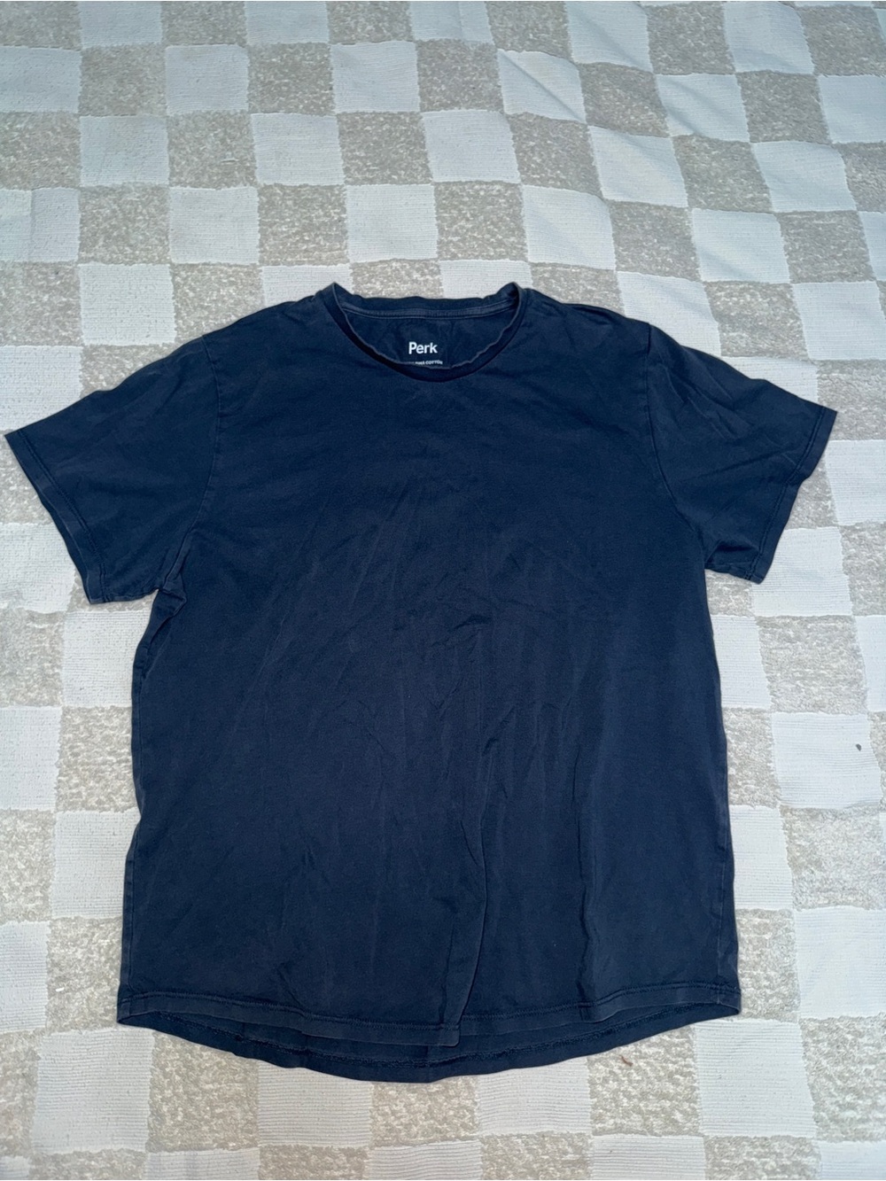 Perk Pima Cotton Men's Navy Blue Crewneck T‑Shirt Large
